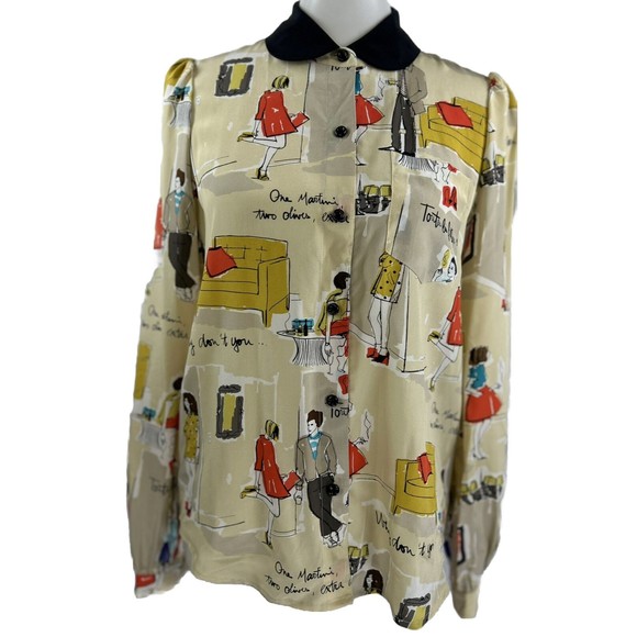 Kate Spade Blouse Size 4 Silk Top Garance Dore Collaboration Limited Edition NWT - Picture 1 of 6